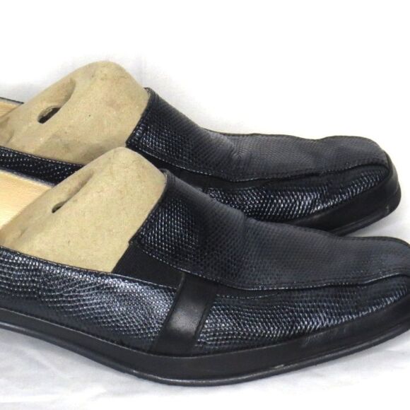 𝅺davos Gomma Italy Black Leather Lizard Print Pumps - Picture 6 of 11